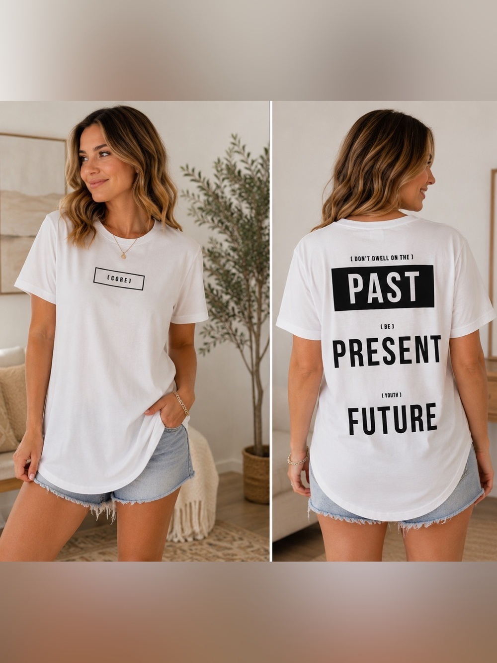 Jack & Jones Core White Graphic Longline T-Shirt Men's Casual Streetwear M